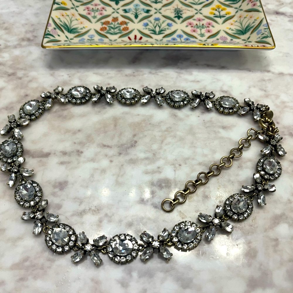 J. Crew Statement Rhinestone and Brass Necklace
